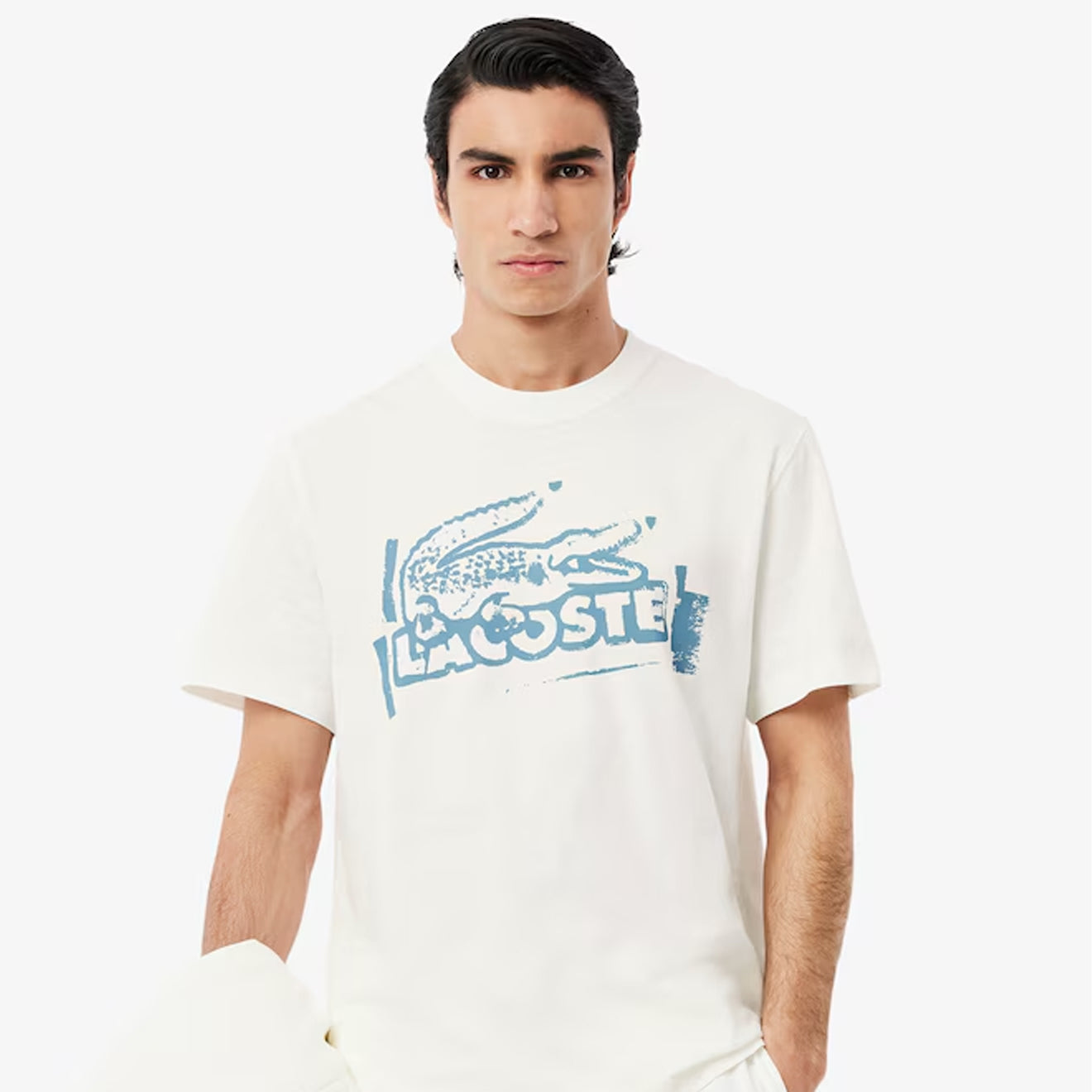 Lacoste Crocodile Graffiti S/S Tee White - The Sporting Lodge