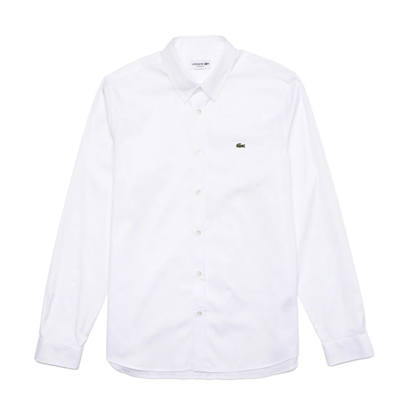 Lacoste L/S Slim Fit Cotton Shirt White - The Sporting Lodge