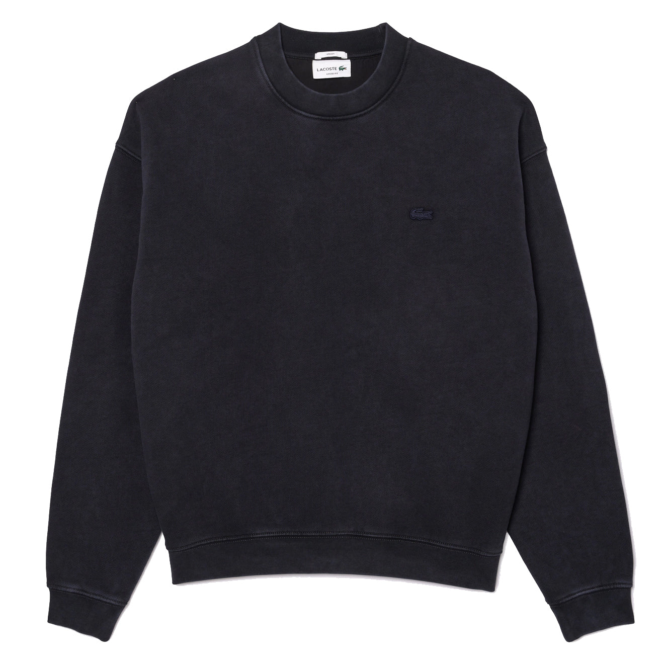 Lacoste Loose Fit Washed Effect Fleece Sweatshirt Black - The Sporting Lodge