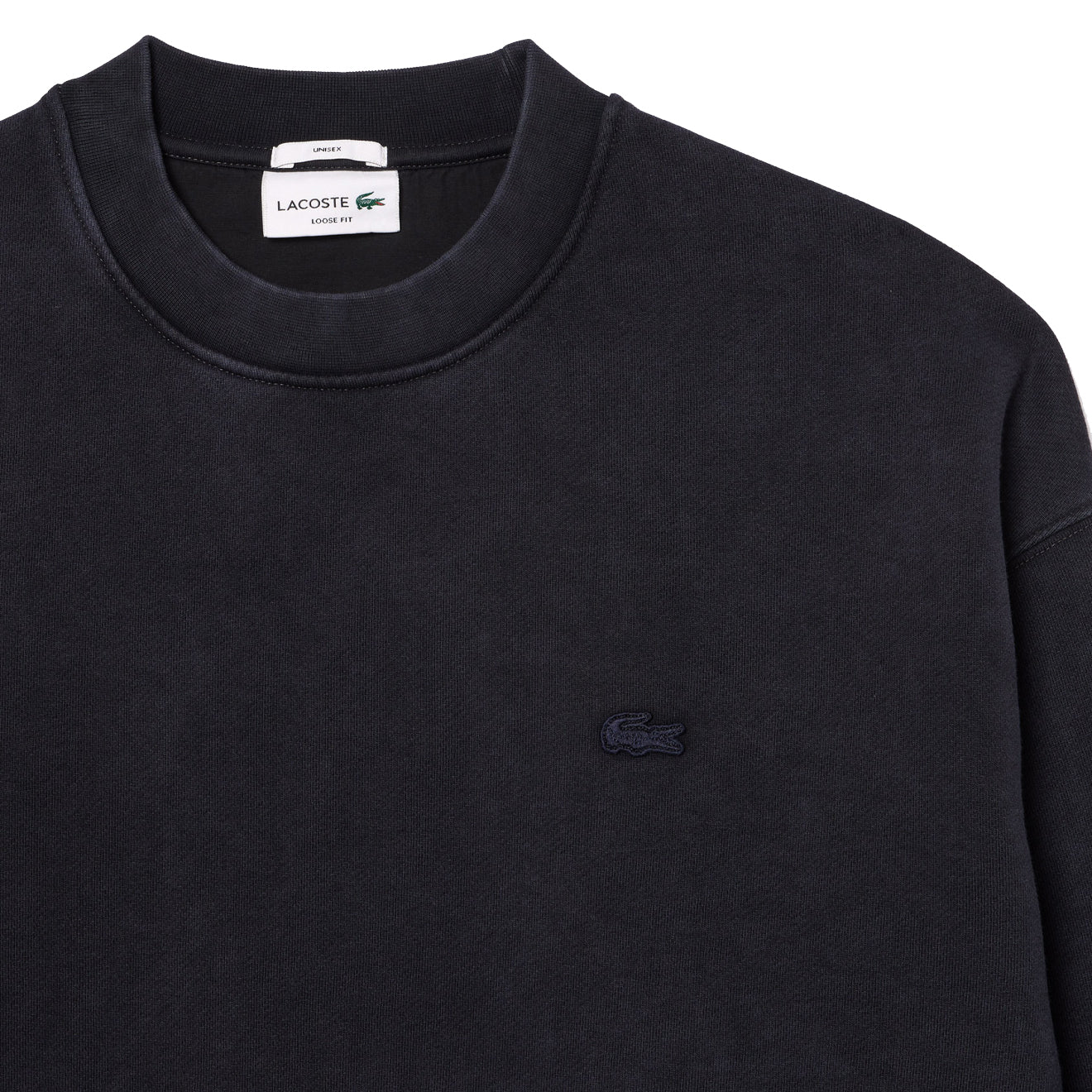 Lacoste Loose Fit Washed Effect Fleece Sweatshirt Black - The Sporting Lodge