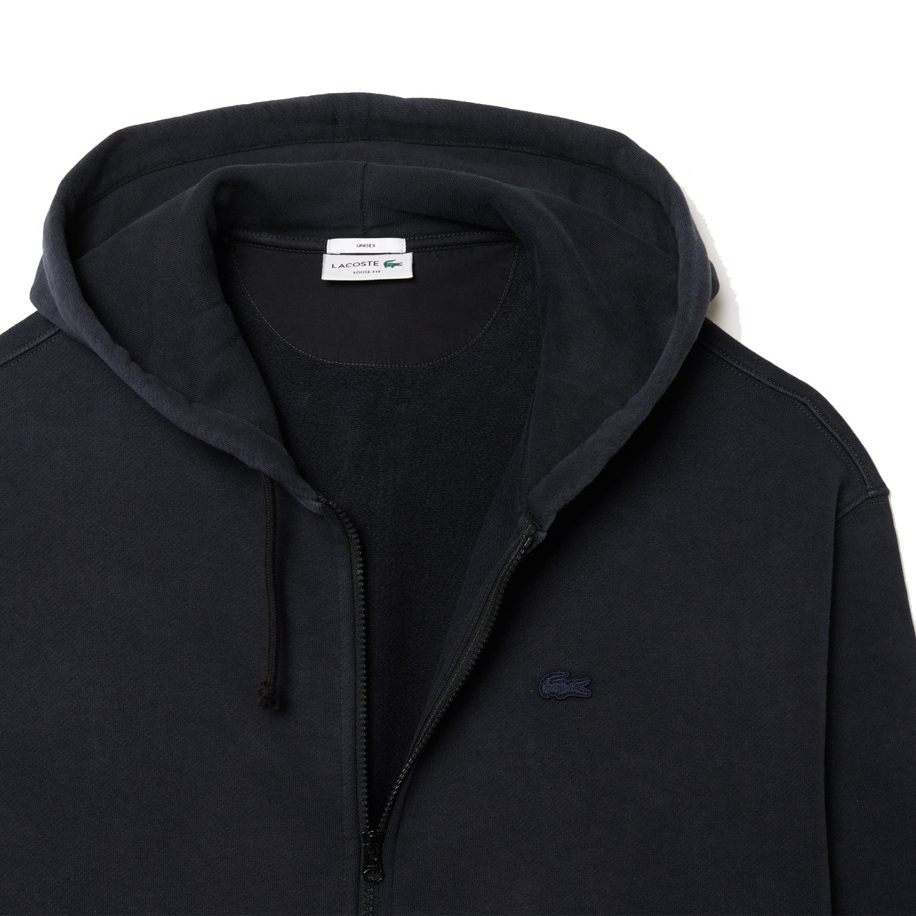 Lacoste Loose Fit Washed Effect Hoodie Black - The Sporting Lodge