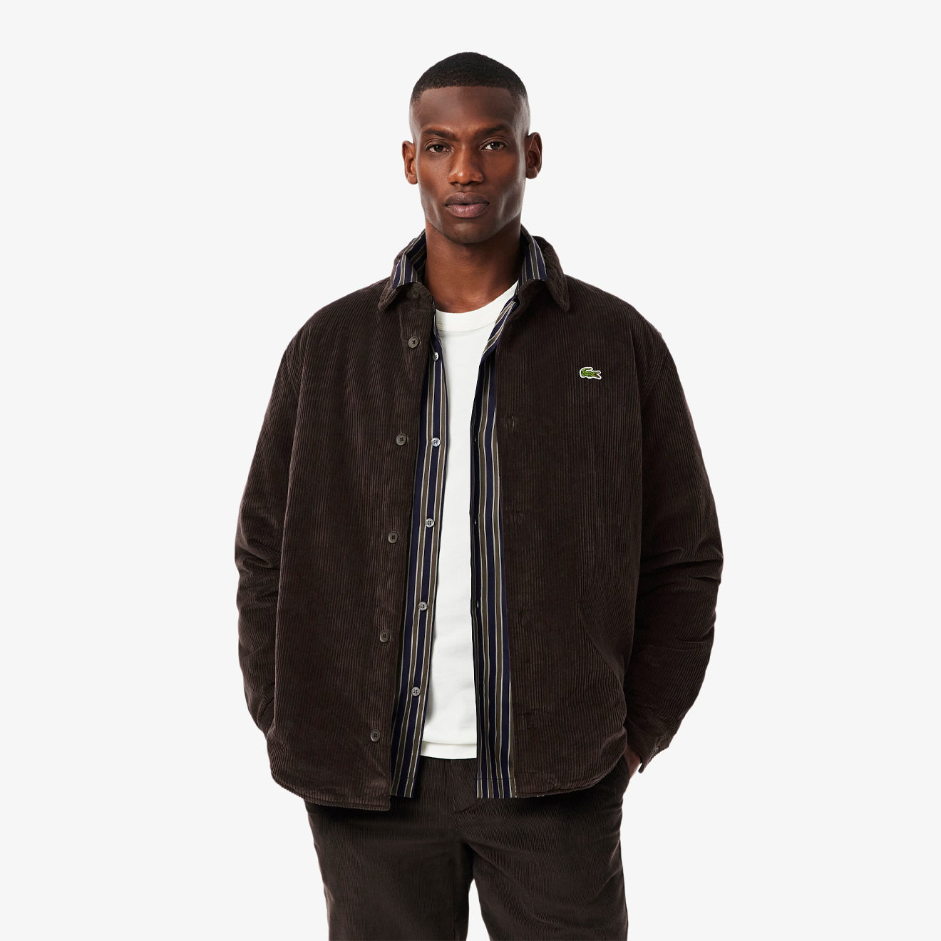 Lacoste Oversized Corduroy Overshirt Brown