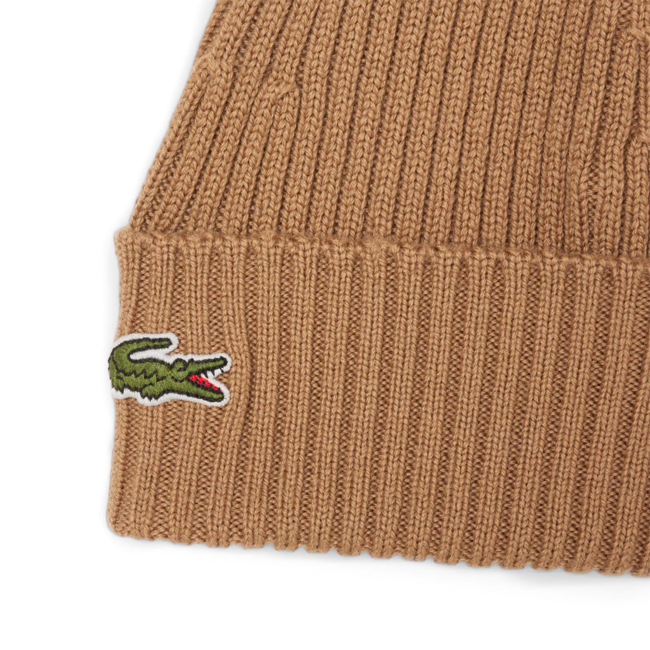 Lacoste Rib Knit Brushed Wool Beanie Date Brown - The Sporting Lodge