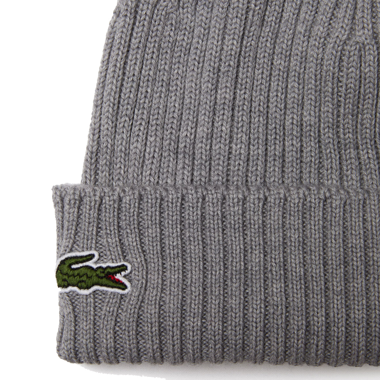 Lacoste Rib Knit Brushed Wool Beanie Heather Agate - The Sporting Lodge