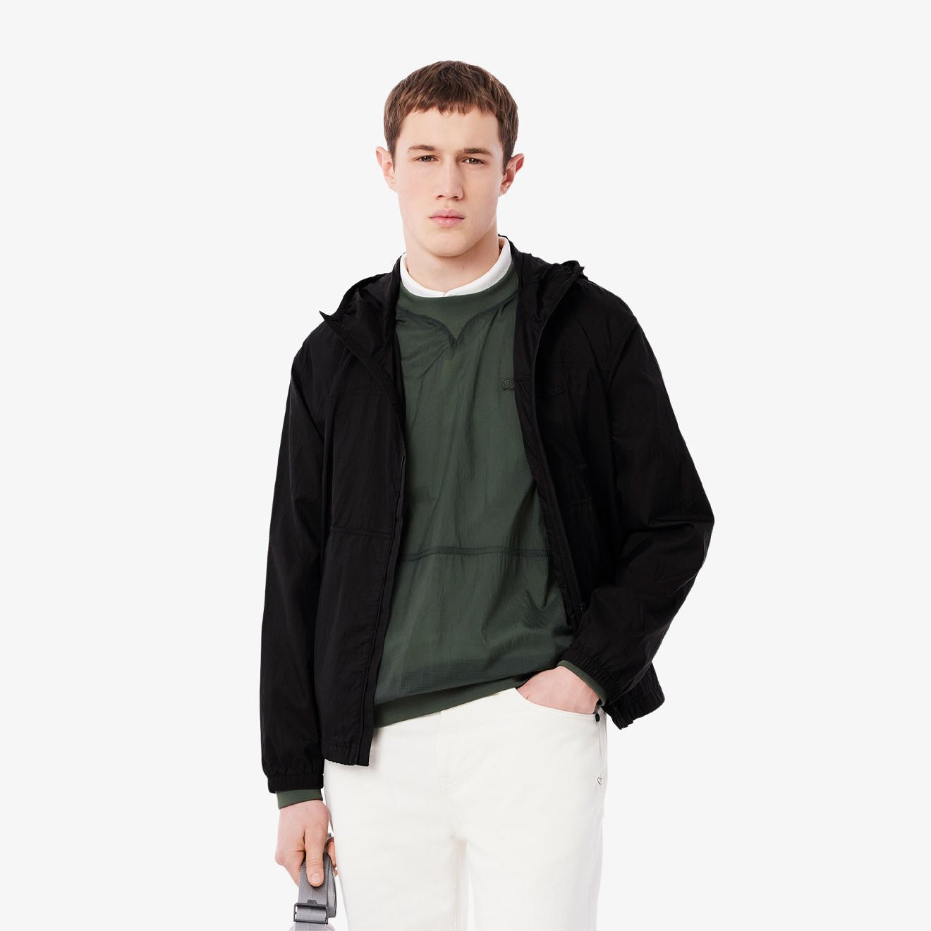 Lacoste Water-Repellent Packable Nylon Jacket Black - The Sporting Lodge