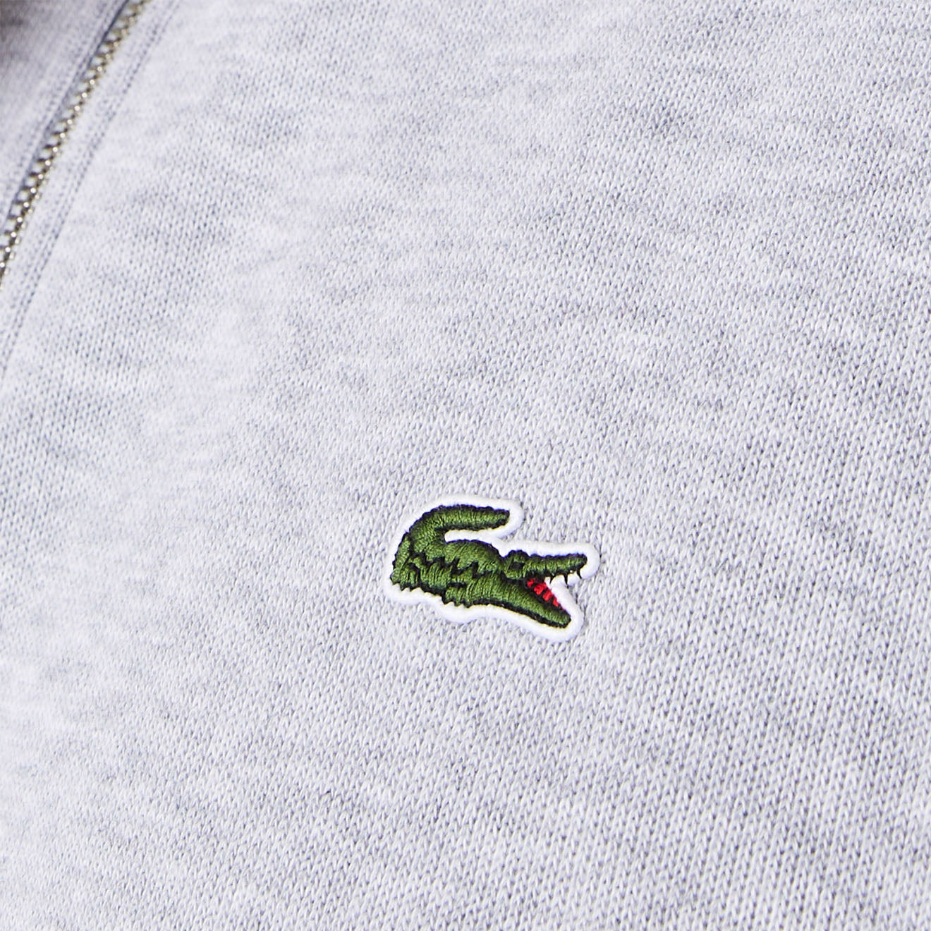 Lacoste Zip-Up High Neck Interlock Sweatshirt Light Heathered Grey - The Sporting Lodge