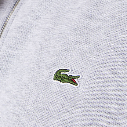 Lacoste Zip-Up High Neck Interlock Sweatshirt Light Heathered Grey - The Sporting Lodge