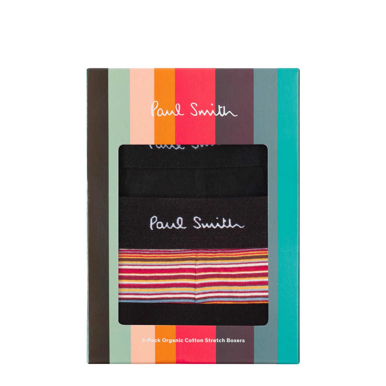 Paul Smith Organic-Cotton Mixed Stripe Boxer Briefs Three Pack Black - The Sporting Lodge