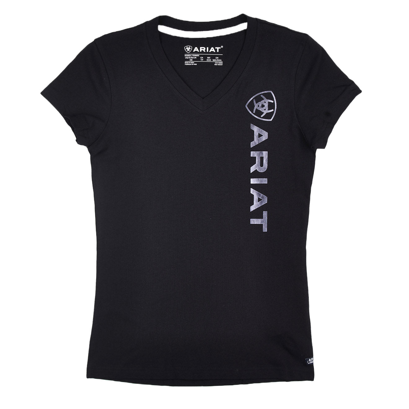 Ariat Womens Vertical Logo V T-Shirt Black - The Sporting Lodge