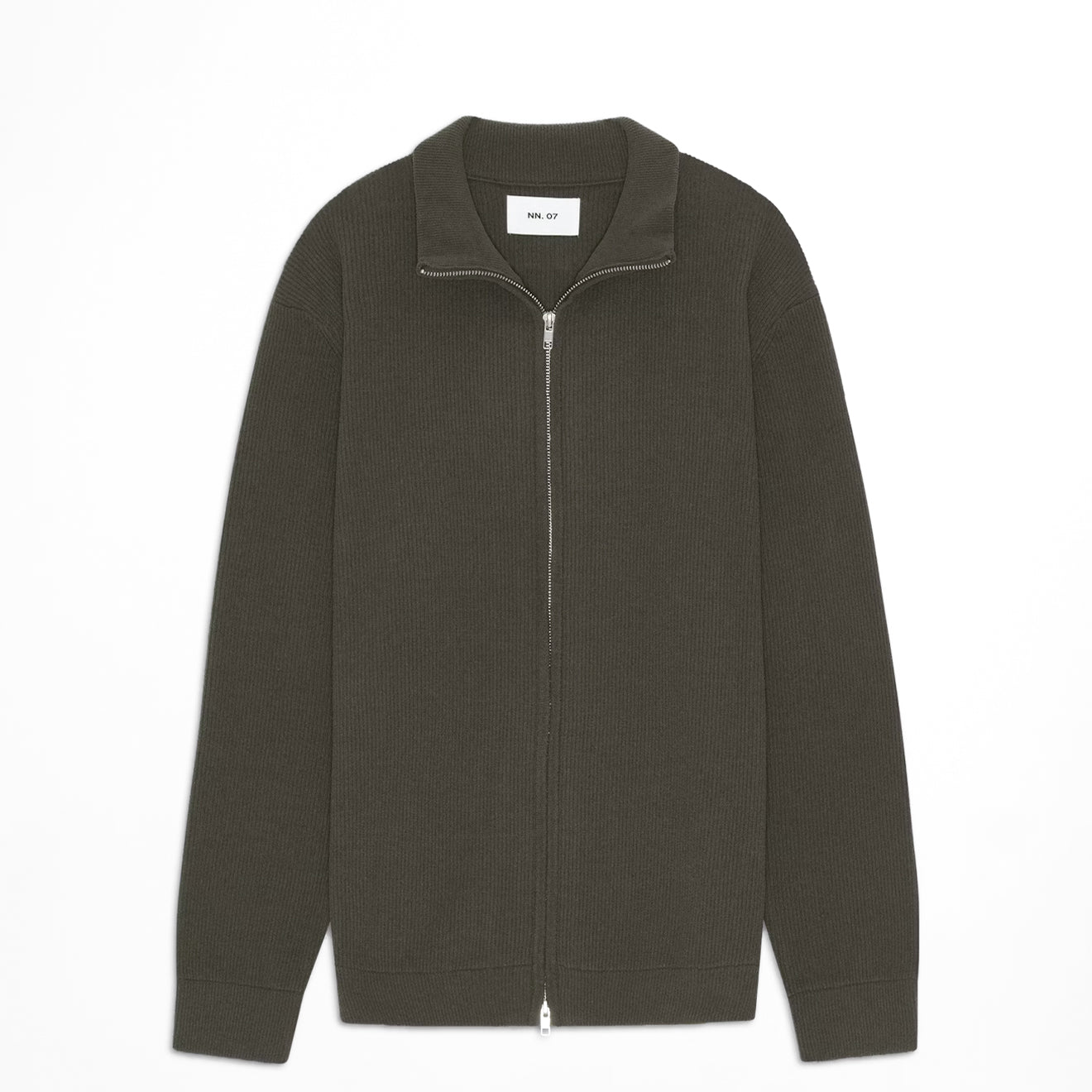 NN07 Danny Full Zip Knit Dark Army - The Sporting Lodge