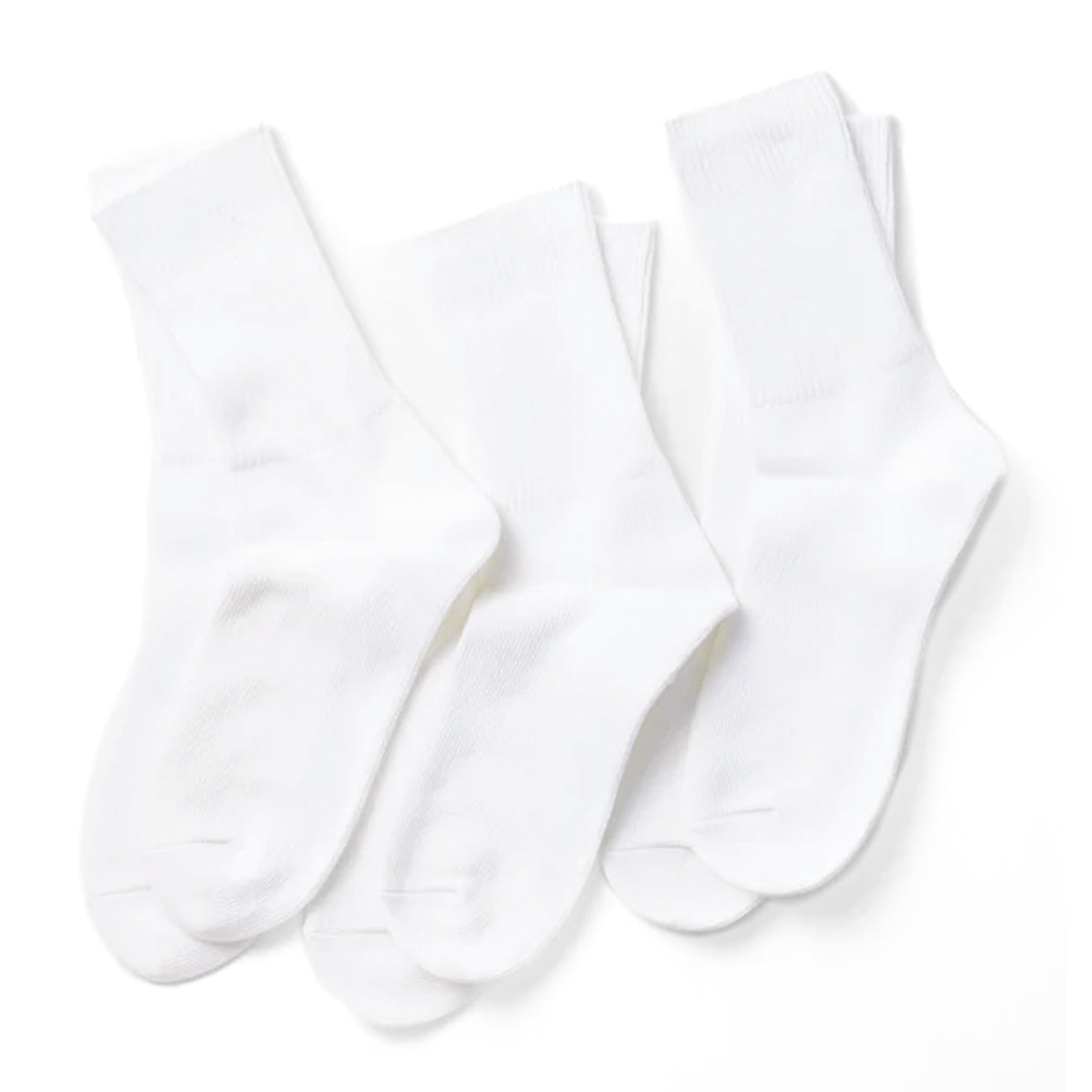 ROTOTO Organic Daily 3 Pack Ribbed Crew Socks White