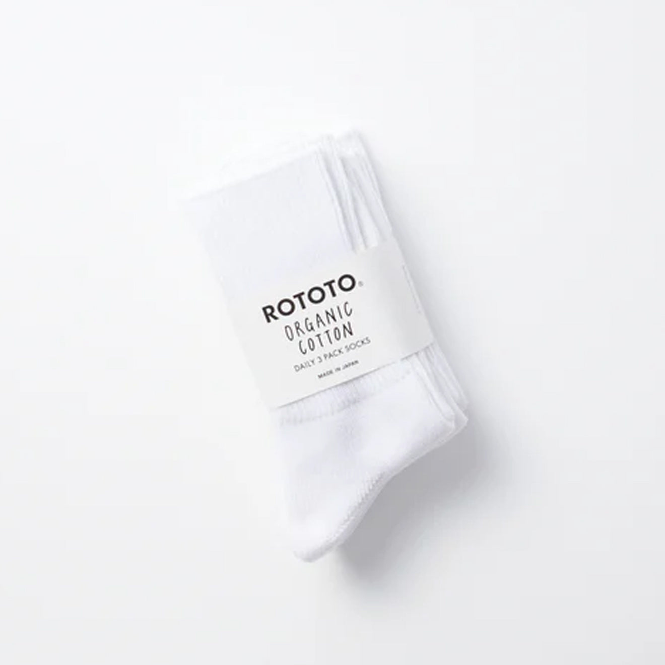 ROTOTO Organic Daily 3 Pack Ribbed Crew Socks White