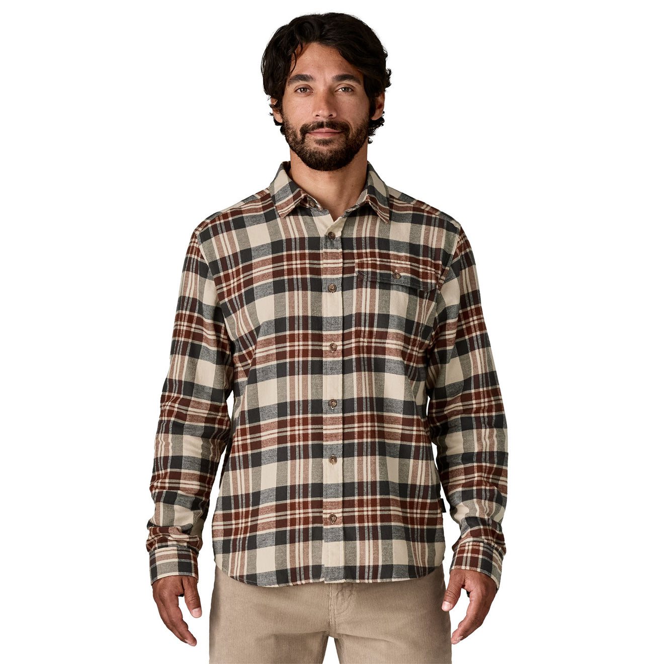 Patagonia L/S Lightweight Fjord Flannel Shirt Paw Dried Vanilla - The Sporting Lodge