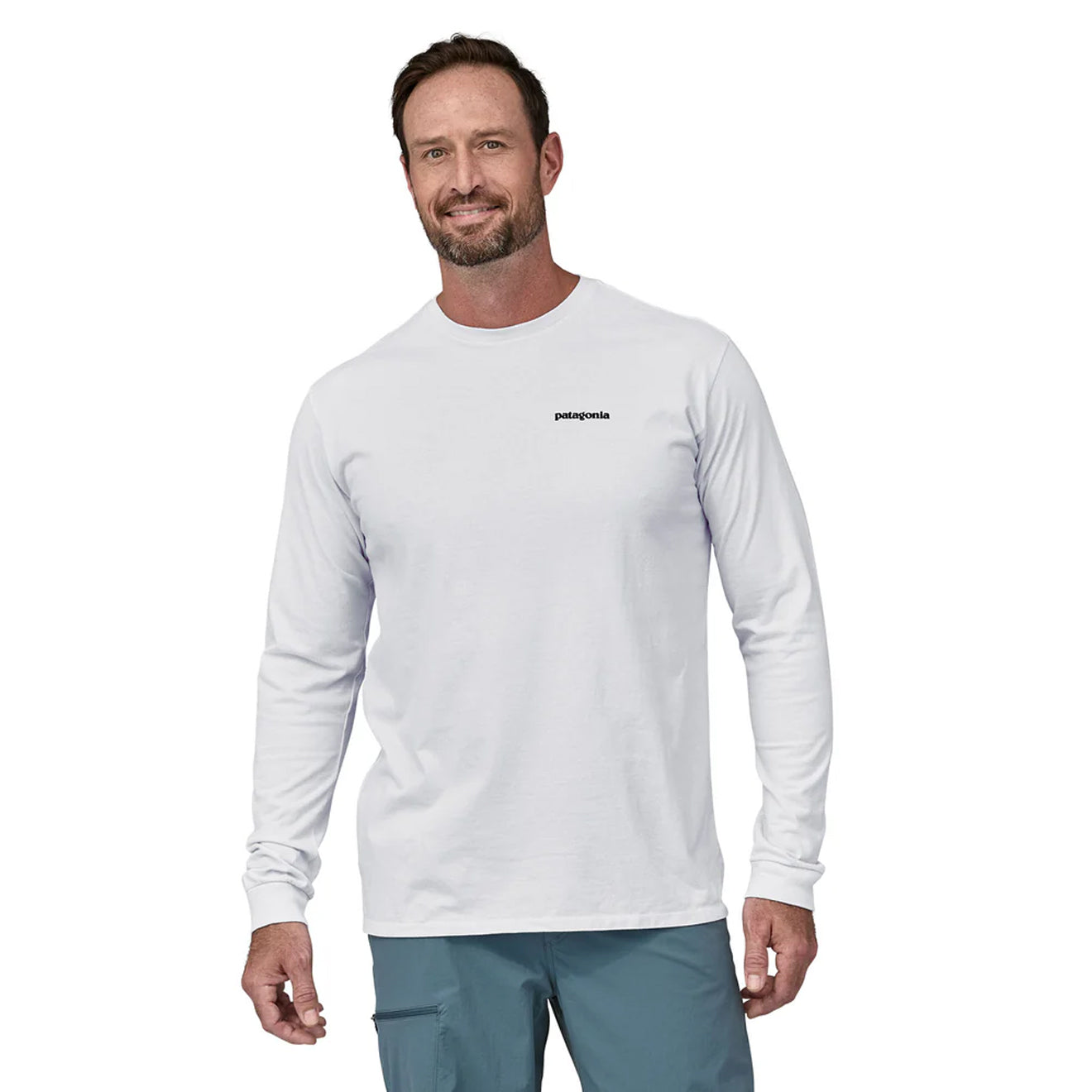 Patagonia L/S P-6 Logo Responsibili-Tee White - The Sporting Lodge