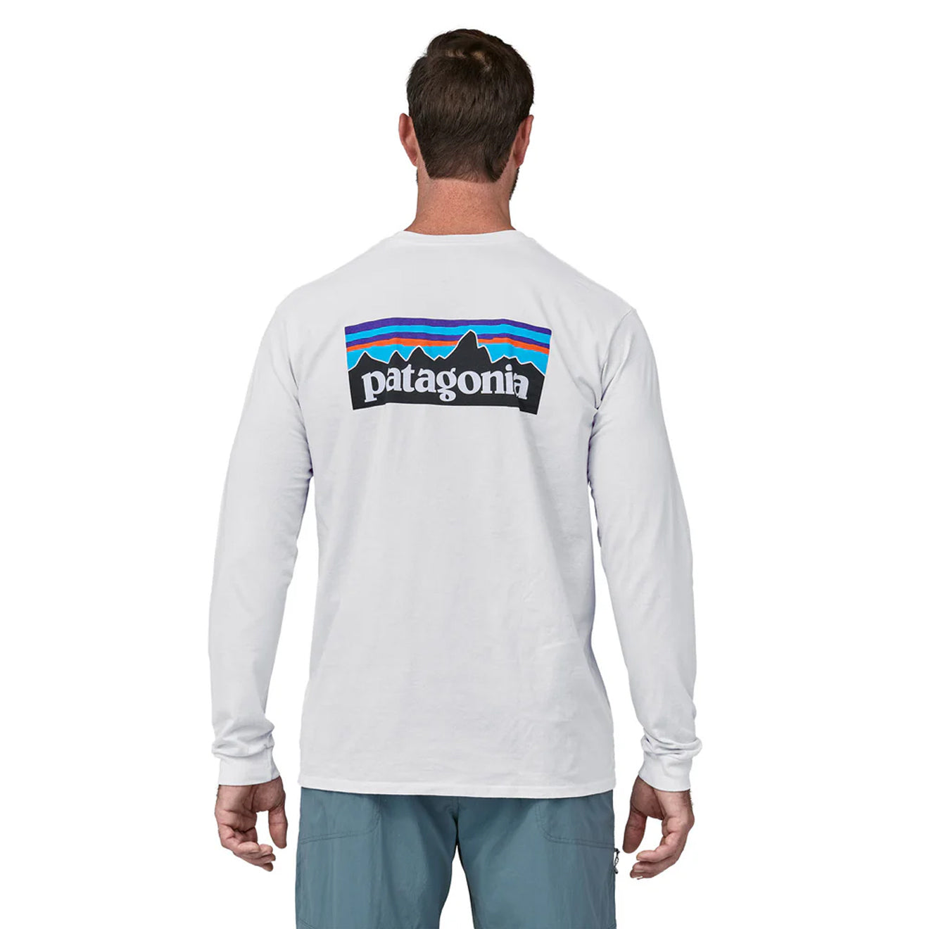 Patagonia L/S P-6 Logo Responsibili-Tee White - The Sporting Lodge