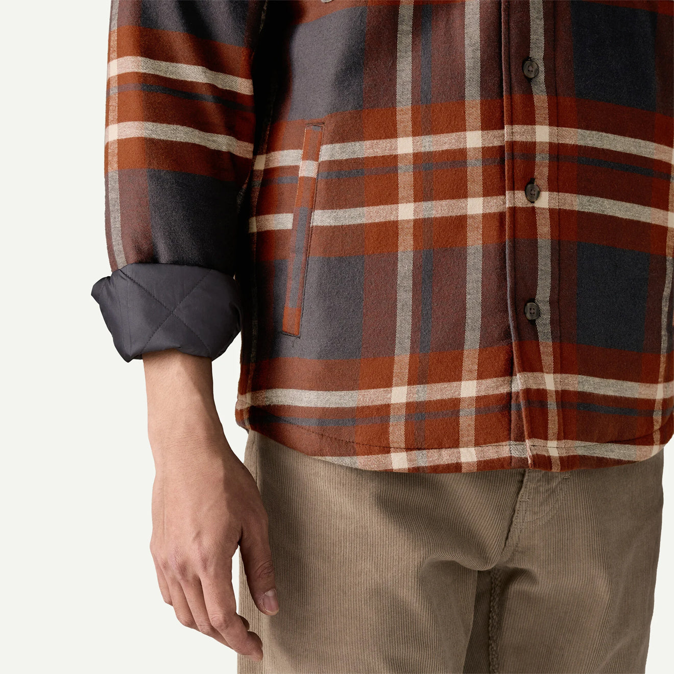Patagonia Lightweight Insulated Fjord Flannel Shirt Ashore Old Growth Green
