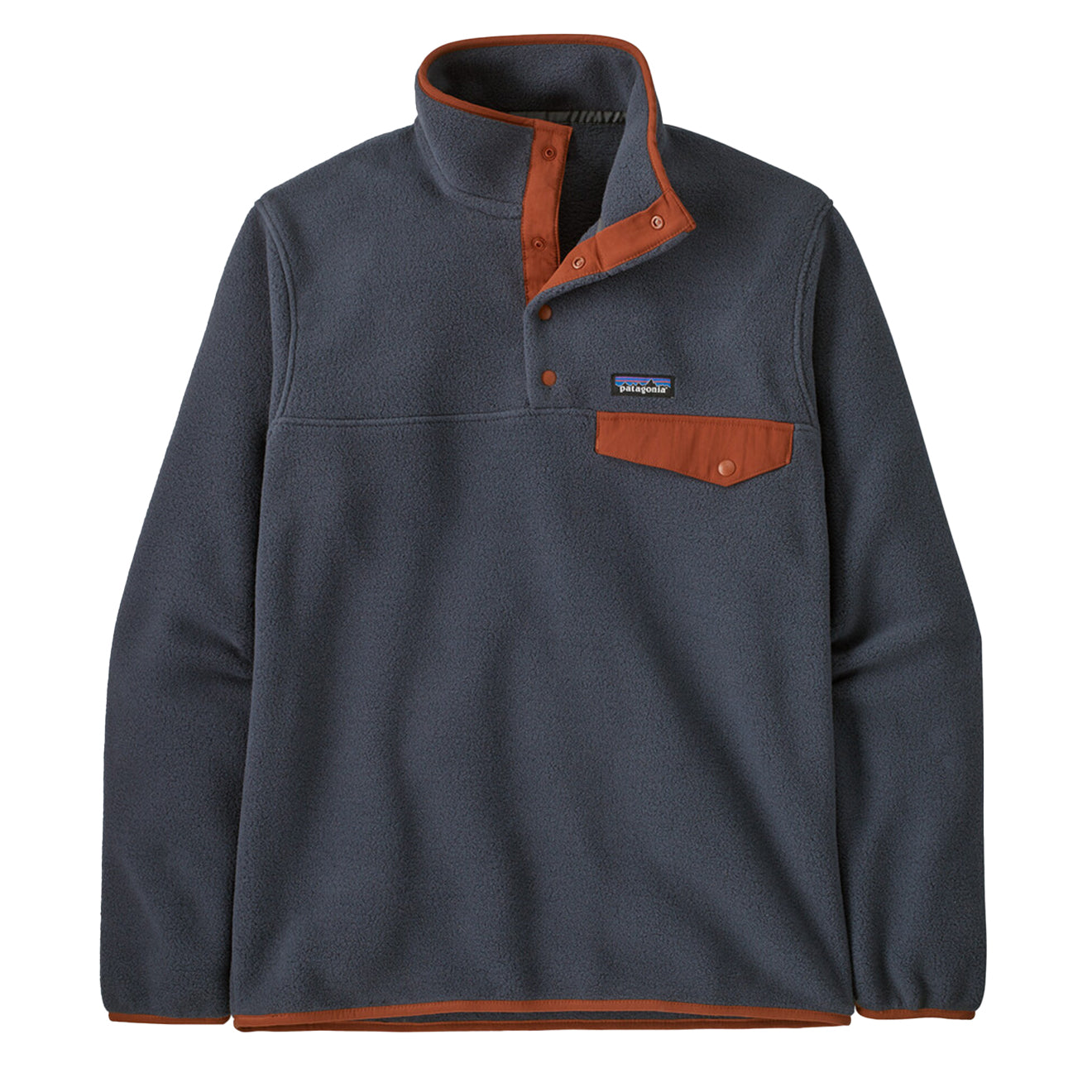 Patagonia Lightweight Synch Snap-T Pullover Smolder Blue / Burnished Red - The Sporting Lodge
