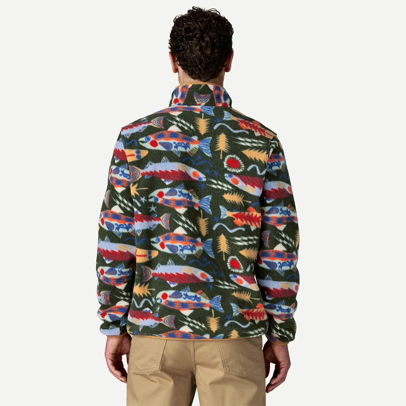 Patagonia Lightweight Synchilla Snap-T Fleece Pullover Salmon Energy Old Growth Green - The Sporting Lodge