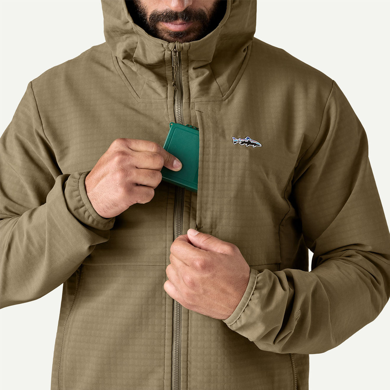 Patagonia R1 TechFace Fitz Roy Trout Hoody Dark Ash - The Sporting Lodge