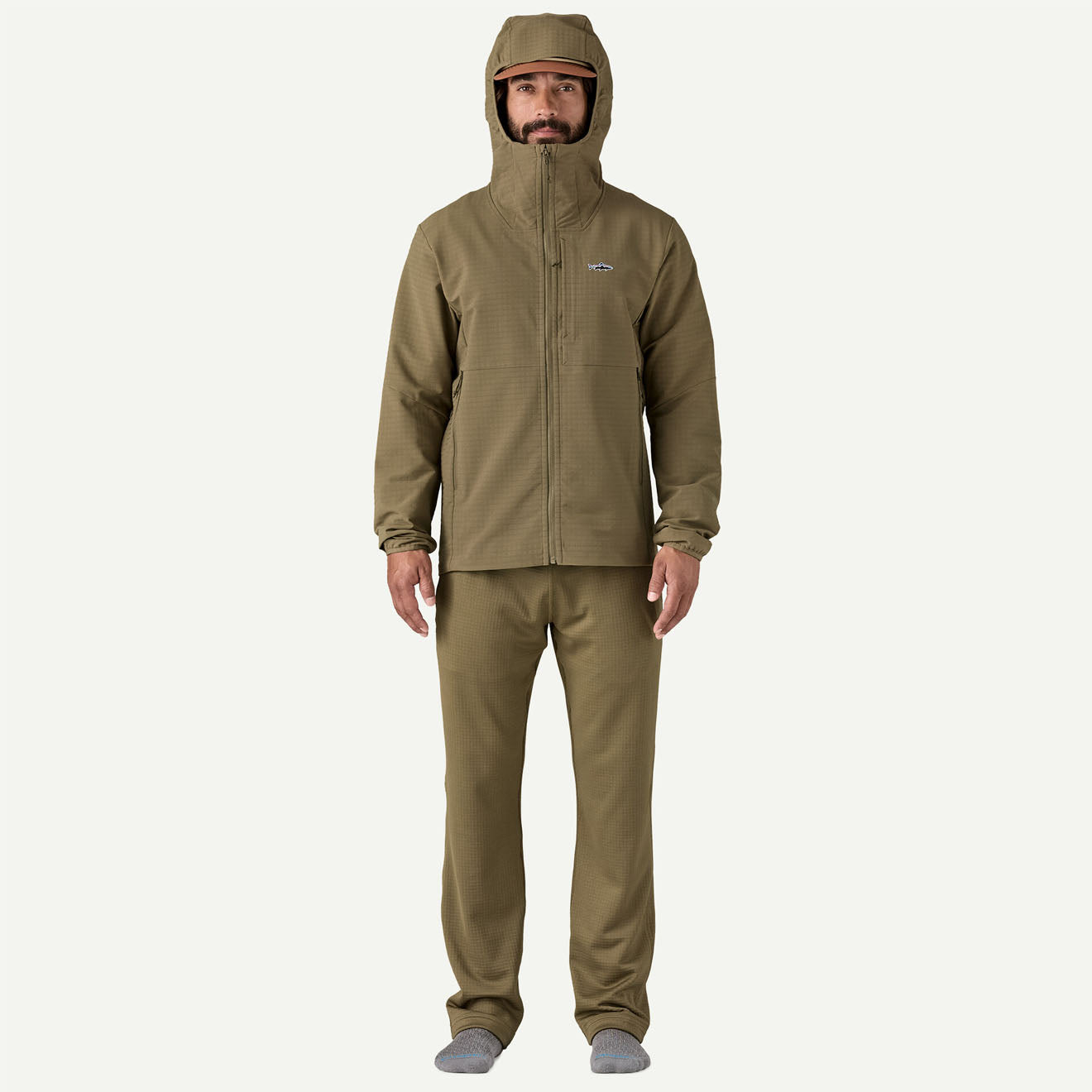 Patagonia R1 TechFace Fitz Roy Trout Hoody Dark Ash - The Sporting Lodge