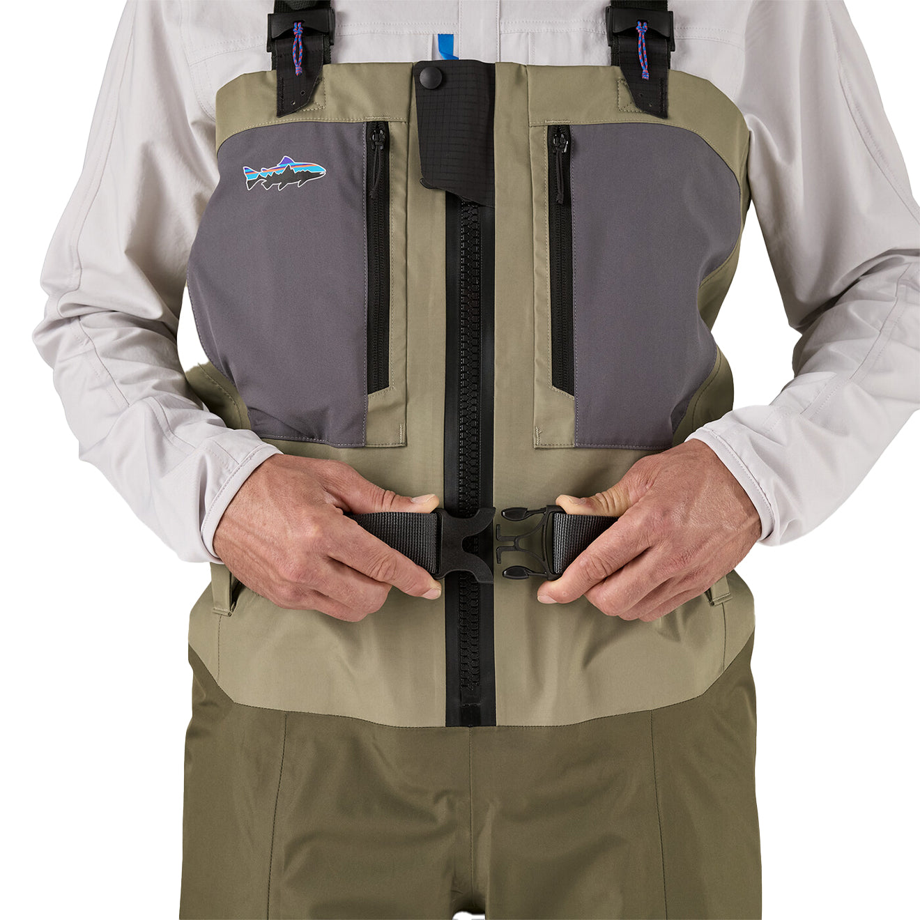 Patagonia Swiftcurrent Traverse Zip Front Waders River Rock Green - The Sporting Lodge