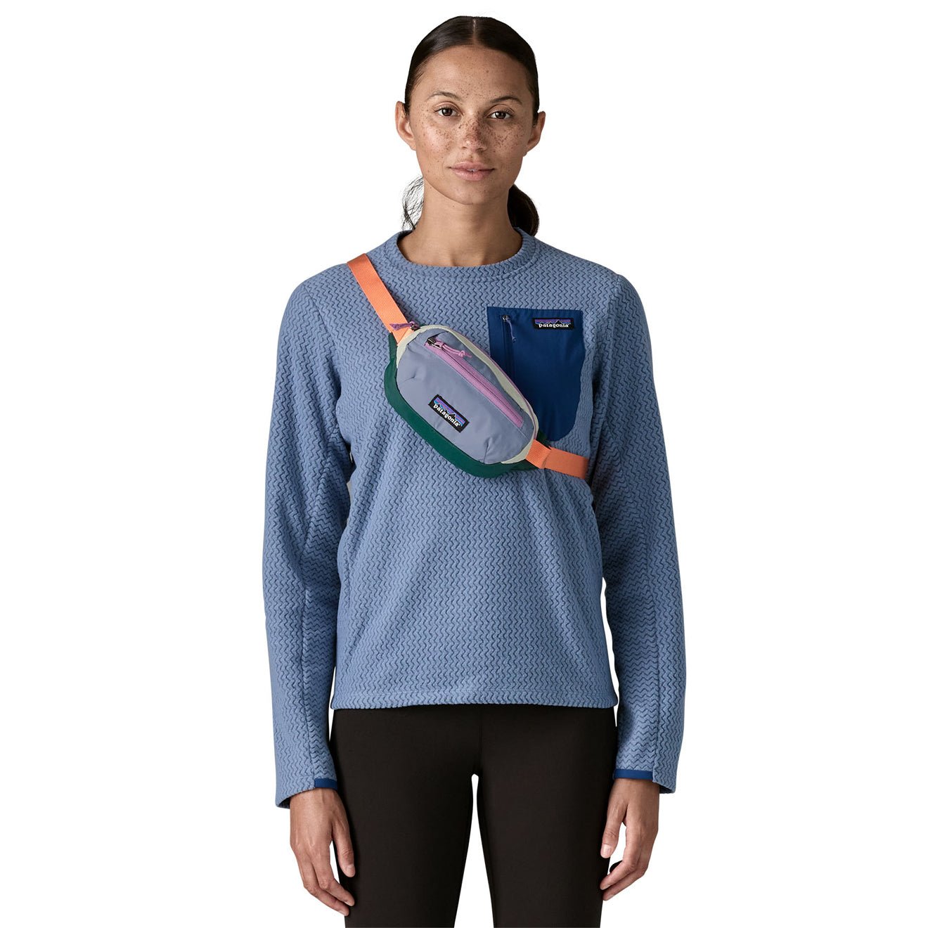 Patagonia Terravia Mini Hip Pack 1L Patchwork Barnacle Blue - The Sporting Lodge