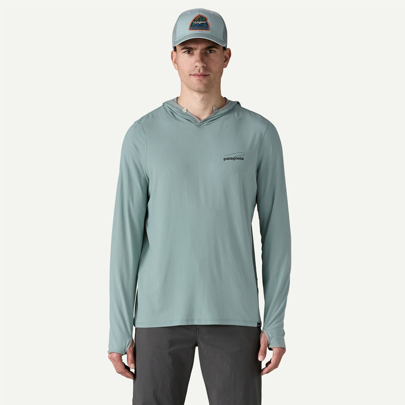 Patagonia Tropic Comfort Natural Graphic Hoody Casting Logo / Thermal Blue - The Sporting Lodge