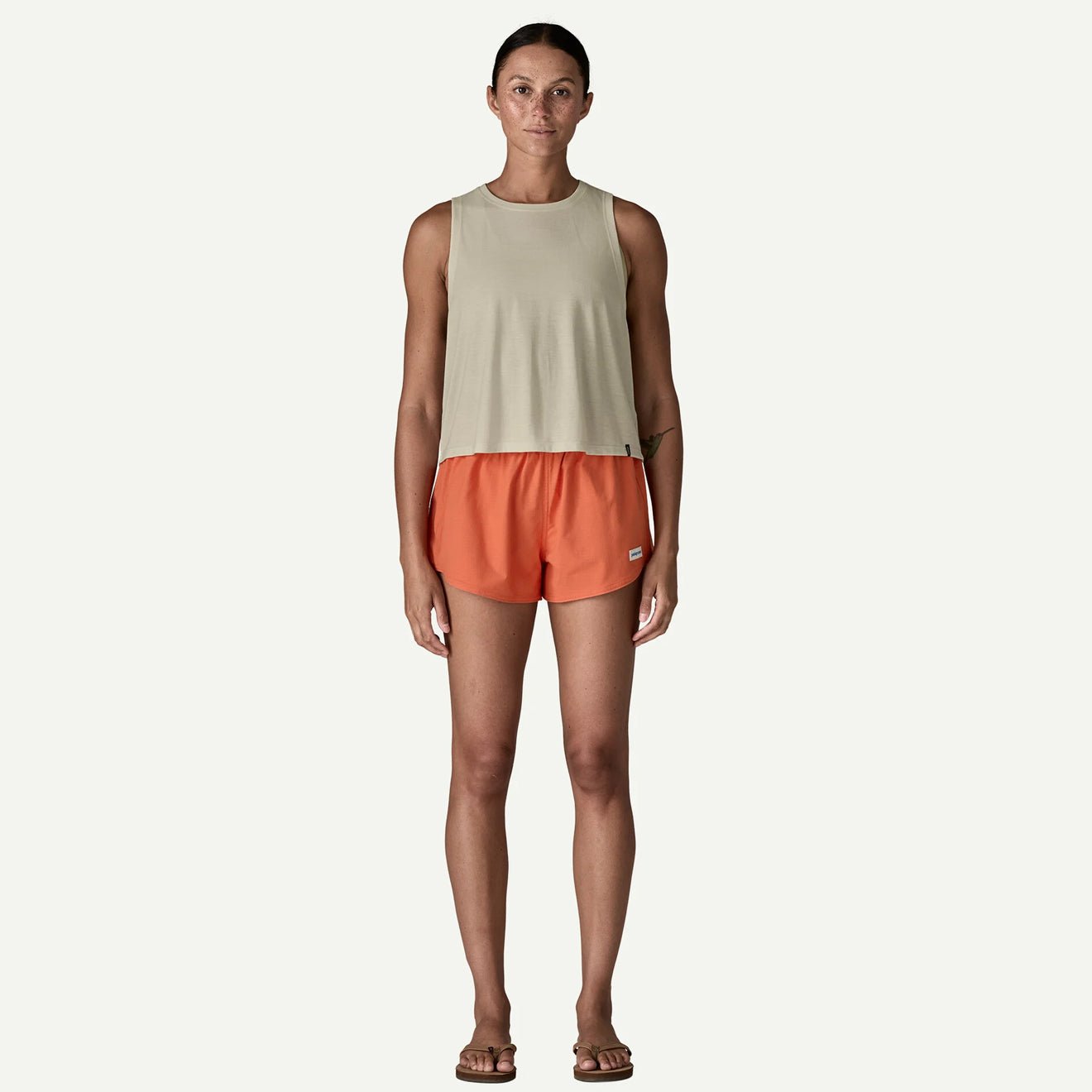 Patagonia Womens Cap Cool Trail Cropped Tank Dyno White