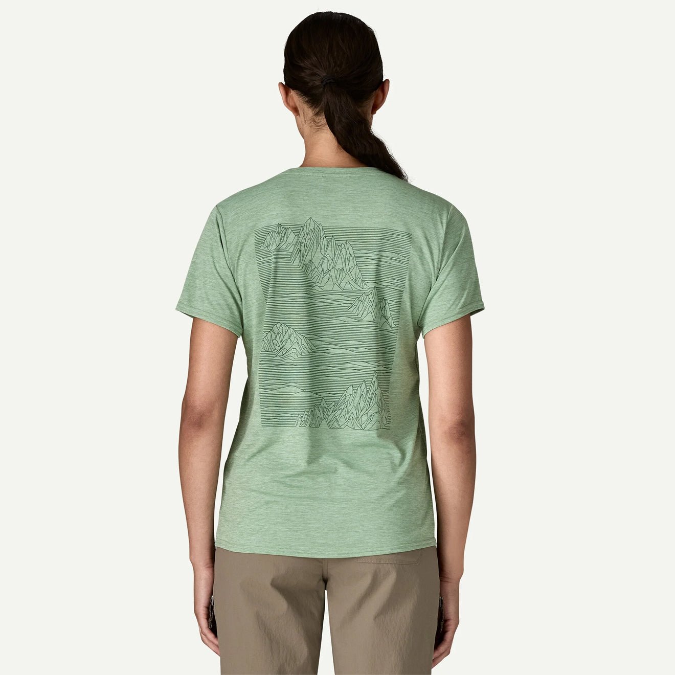 Patagonia Womens Capilene Cool Daily Graphic Shirt Strataspire Ellwood Green X-Dye - The Sporting Lodge