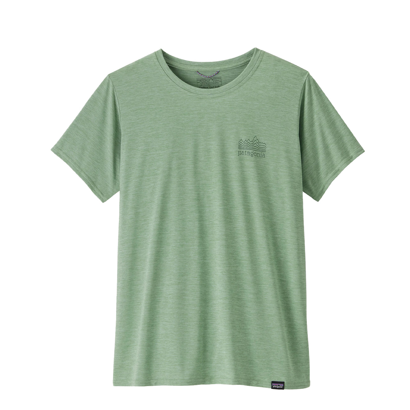 Patagonia Womens Capilene Cool Daily Graphic Shirt Strataspire Ellwood Green X-Dye