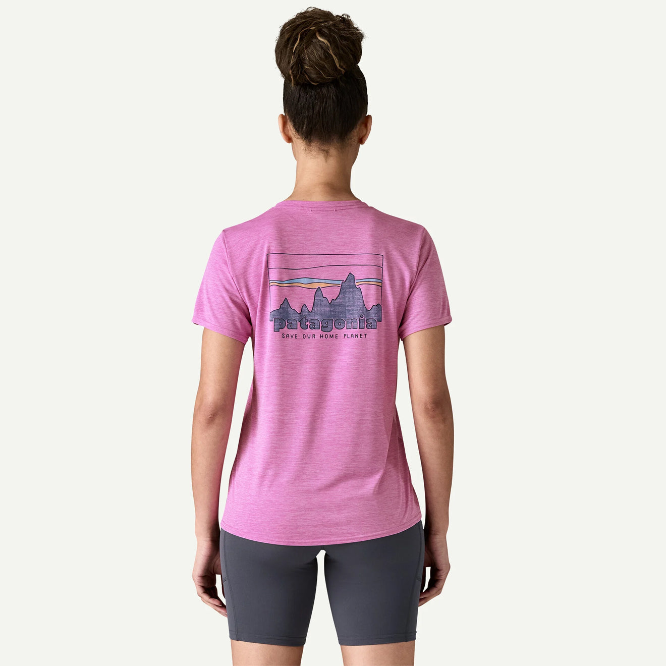 Patagonia Womens Capilene Cool Daily Graphic Shirt '73 Skyline Brisk Purple X-Dye