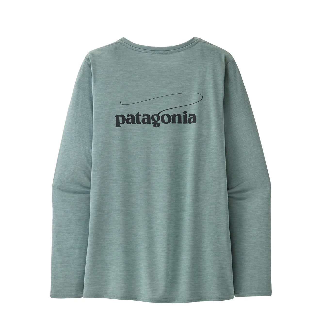 Patagonia Womens L/S Cap Cool Daily Graphic Shirt - Waters Casting Logo / Thermal Blue X-Dye