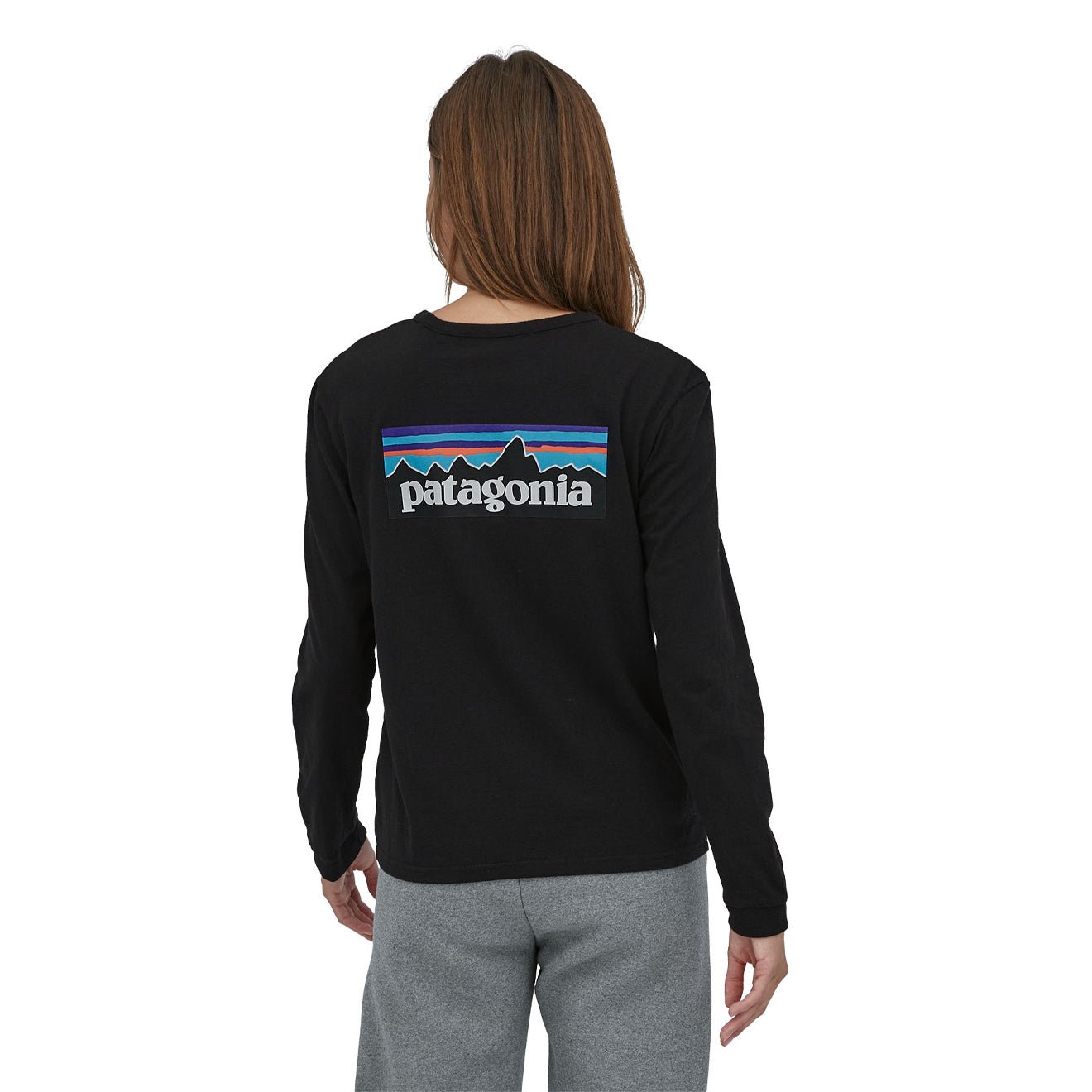 Patagonia Womens L/S P-6 Logo Responsibili-Tee Black - The Sporting Lodge