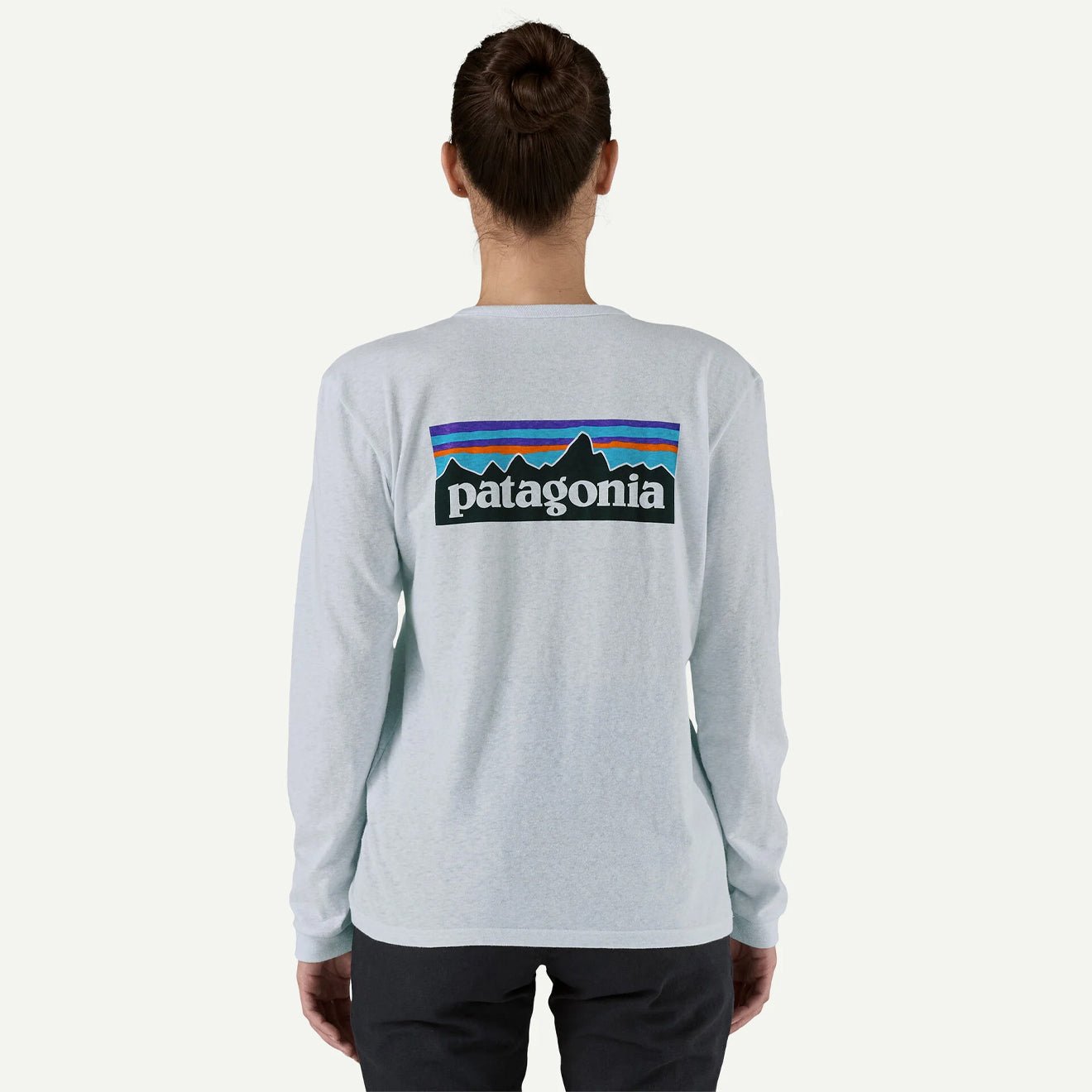 Patagonia Womens L/S P-6 Logo Responsibili-Tee White - The Sporting Lodge
