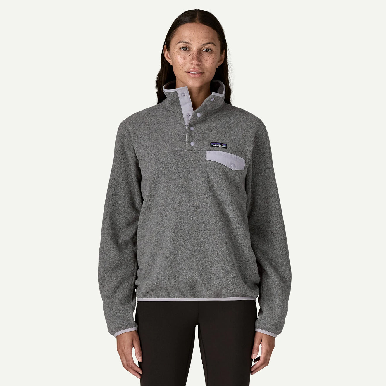 Patagonia Womens Lightweight Synchilla Snap-T Fleece Pullover Nickel w/Permafrost Purple
