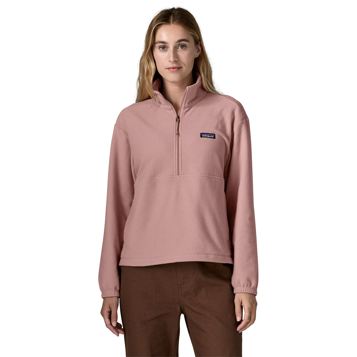 Patagonia Womens Micro D 1/2 Zip Fleece Pullover Fuzzy Mauve