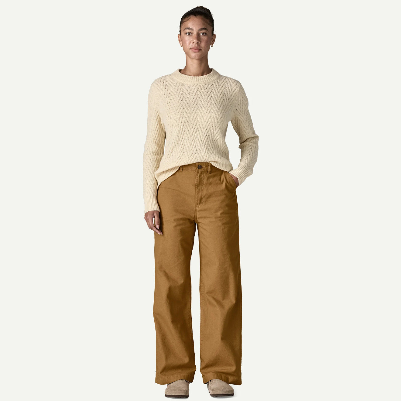 Patagonia Womens Point Reyes Canvas Wide-Leg Pants Nest Brown