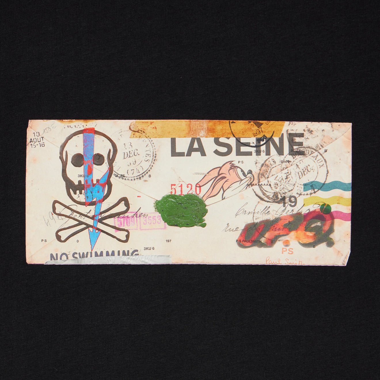 Paul Smith La Seine Card Organic-Cotton T-Shirt Black - The Sporting Lodge