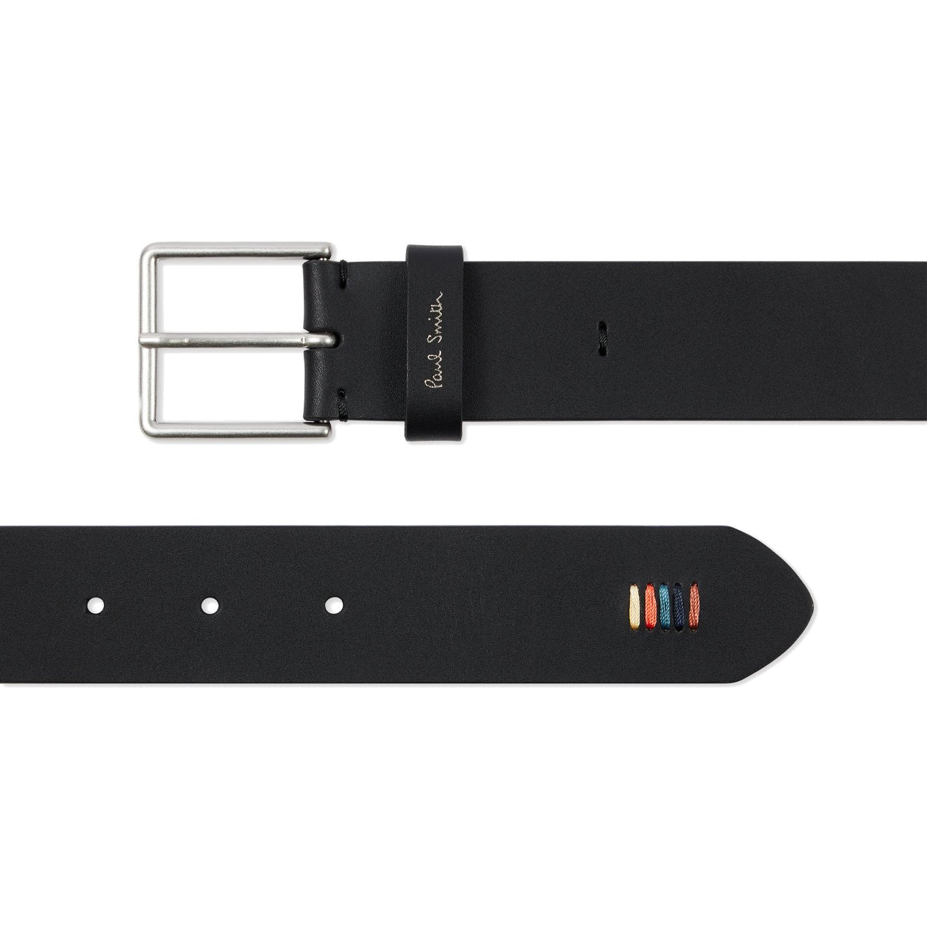 Paul Smith Leather Artist Stripe Stitch Belt Black - The Sporting Lodge