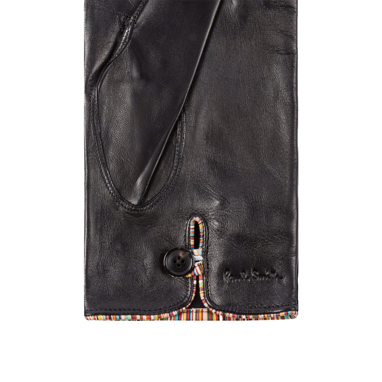 Paul Smith Leather Gloves With Signature Stripe Piping Black