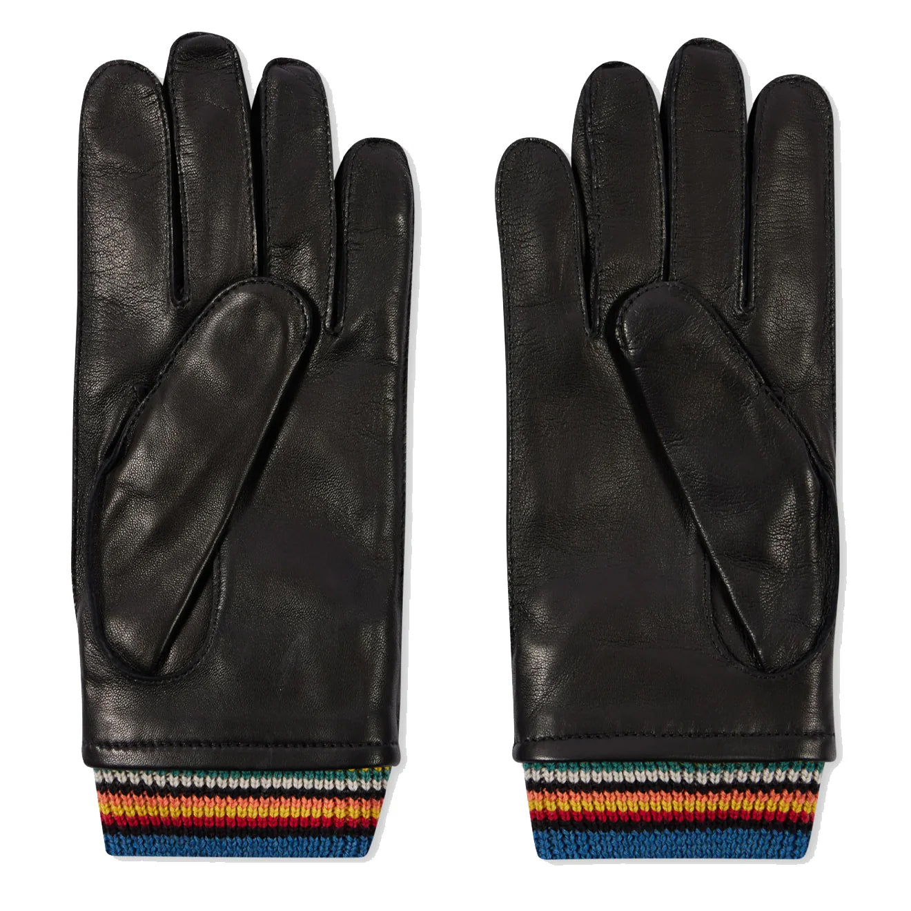 Paul Smith Leather Signature Stripe Cuff Gloves Black - The Sporting Lodge