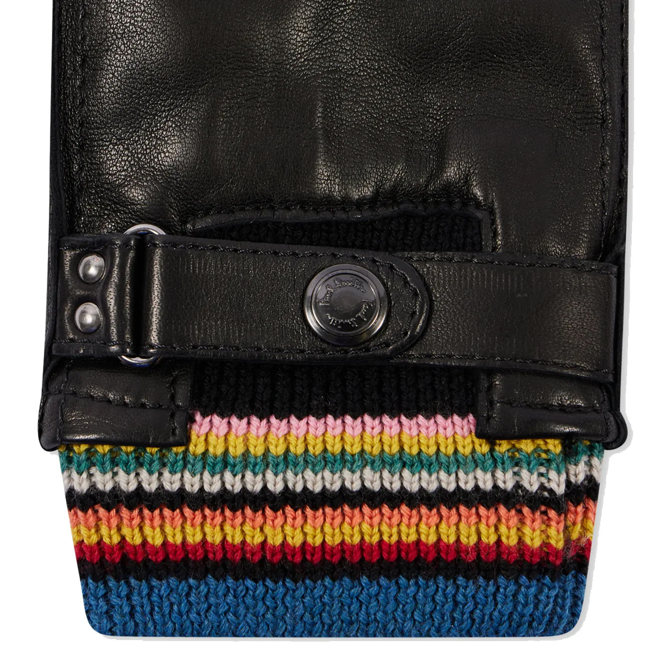 Paul Smith Leather Signature Stripe Cuff Gloves Black - The Sporting Lodge