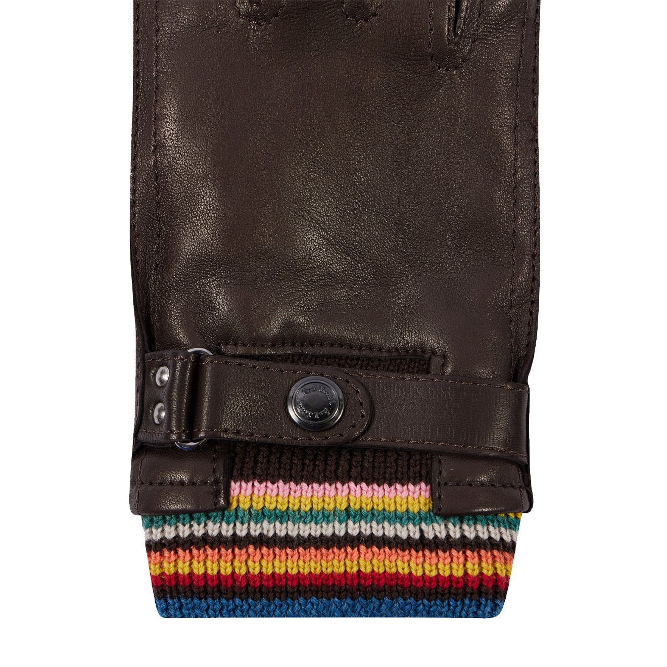 Paul Smith Leather Signature Stripe Cuff Gloves Brown - The Sporting Lodge
