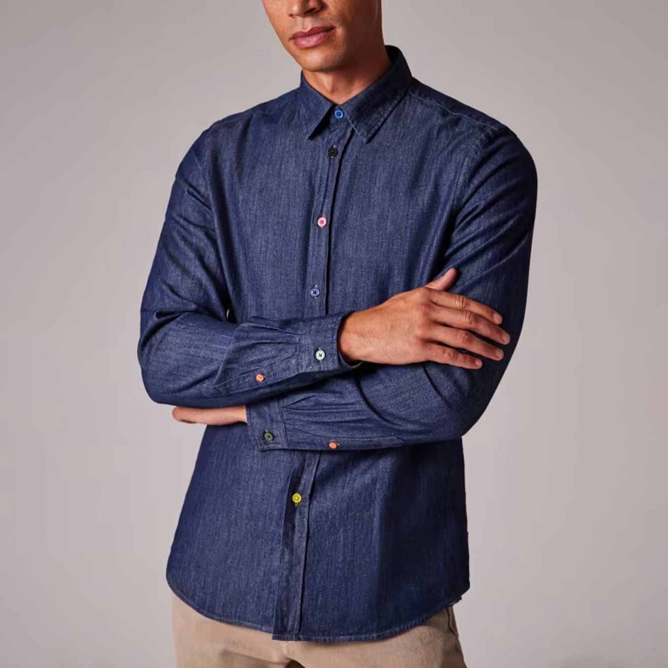 Paul Smith Mens Tailored-Fit Rinse Denim Shirt Rinse Denim - The Sporting Lodge