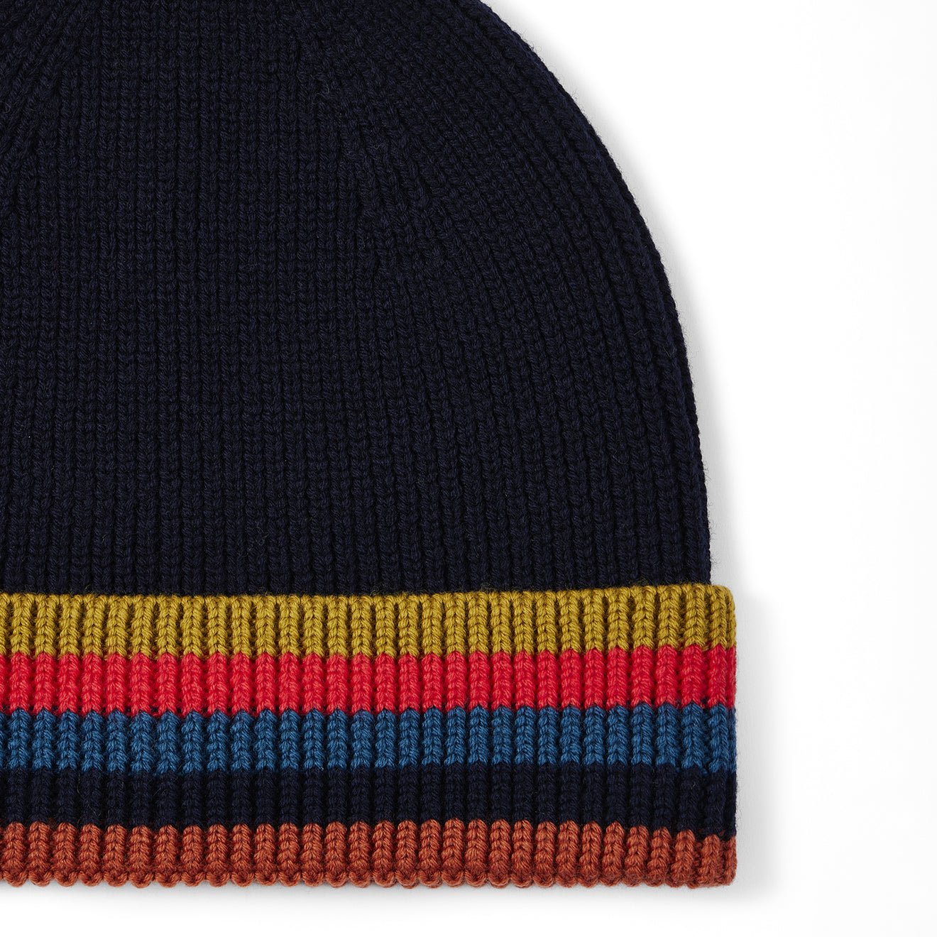 Paul Smith Merino Wool Artist Stripe Beanie Navy Blue - The Sporting Lodge