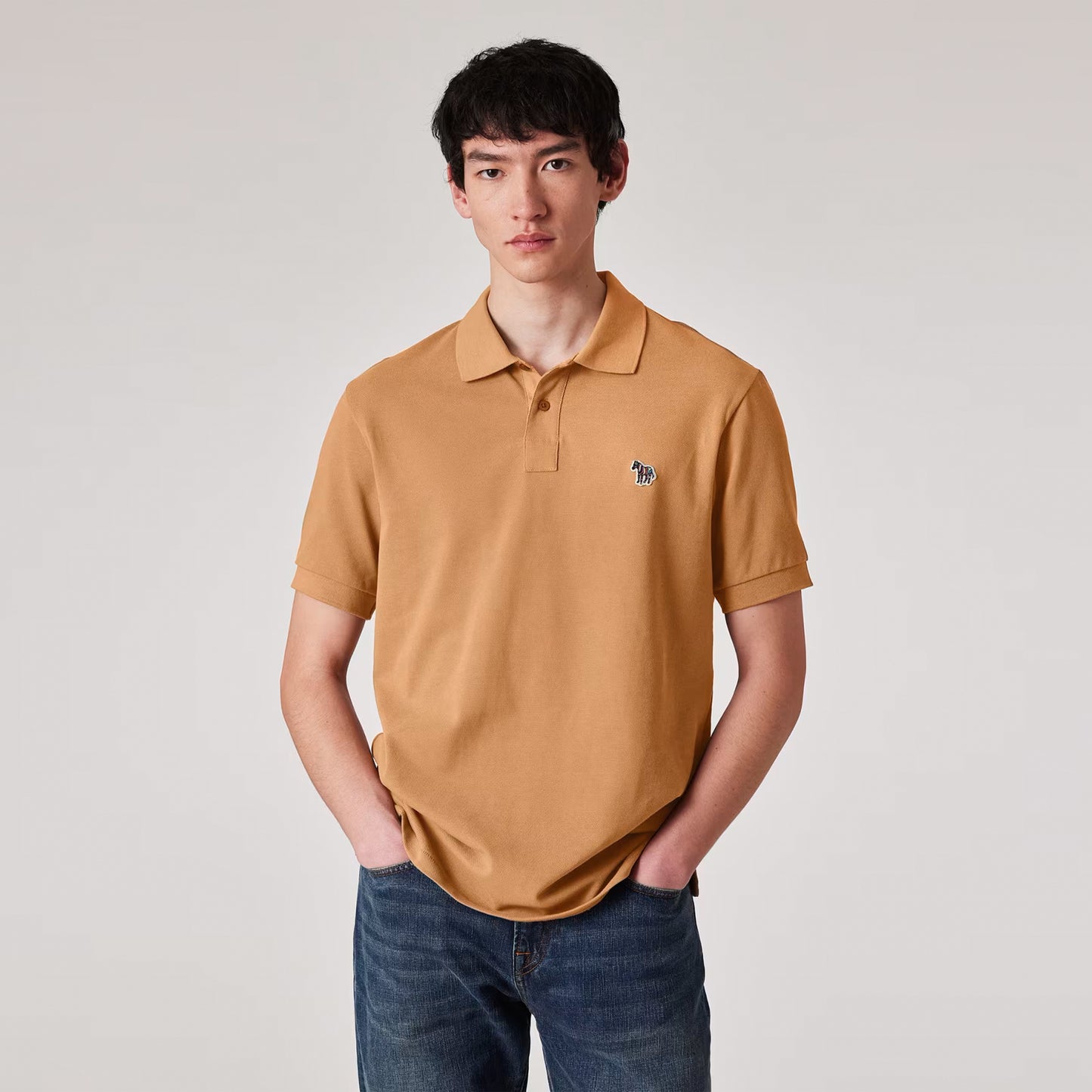Paul Smith Organic Cotton Zebra Polo Shirt Toffee Brown