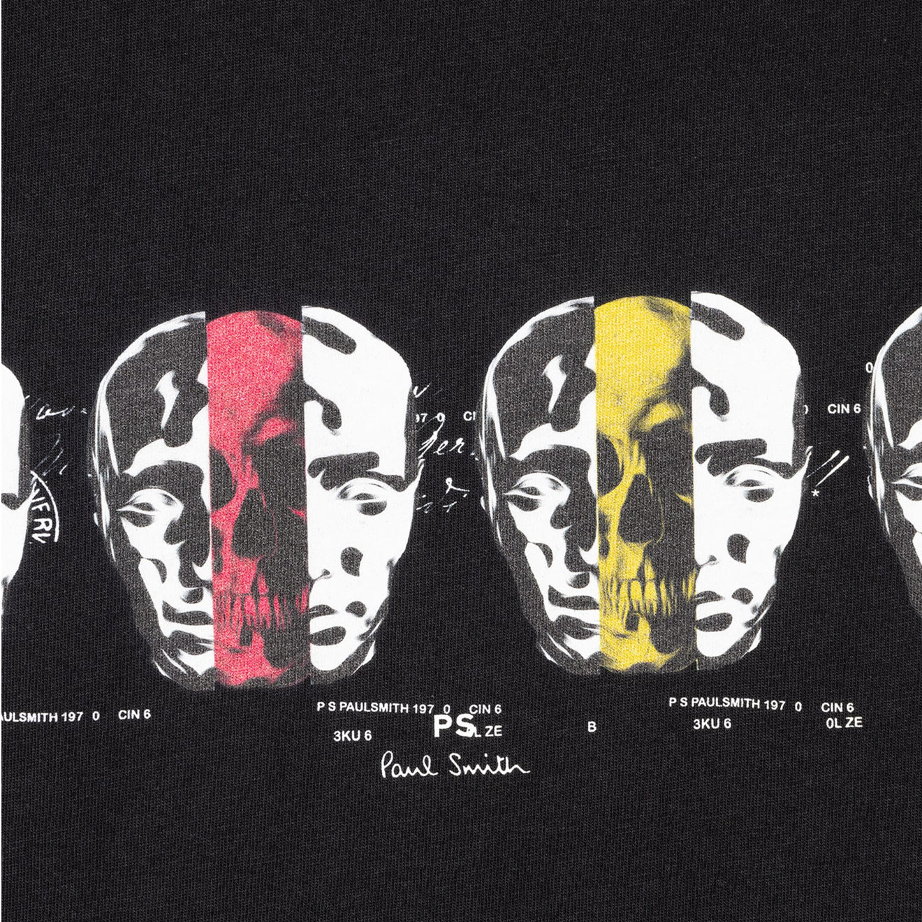 Paul Smith Reg Fit T Shirt Faces Black - The Sporting Lodge