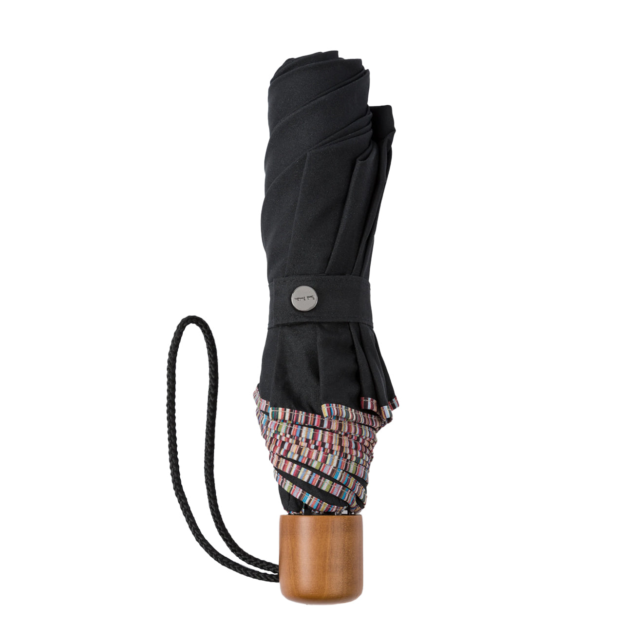 Paul Smith Telescopic Umbrella With Signature Stripe Trims Black - The Sporting Lodge