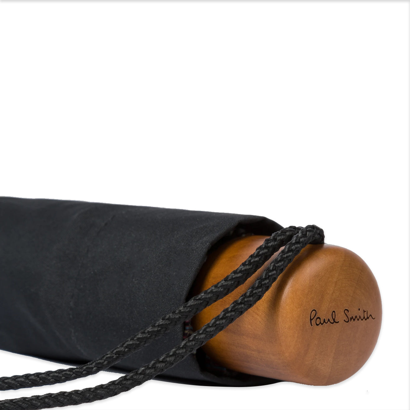 Paul Smith Telescopic Umbrella With Signature Stripe Trims Black - The Sporting Lodge