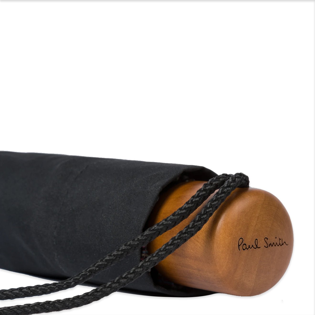 Paul Smith Telescopic Umbrella With Signature Stripe Trims Black - The Sporting Lodge